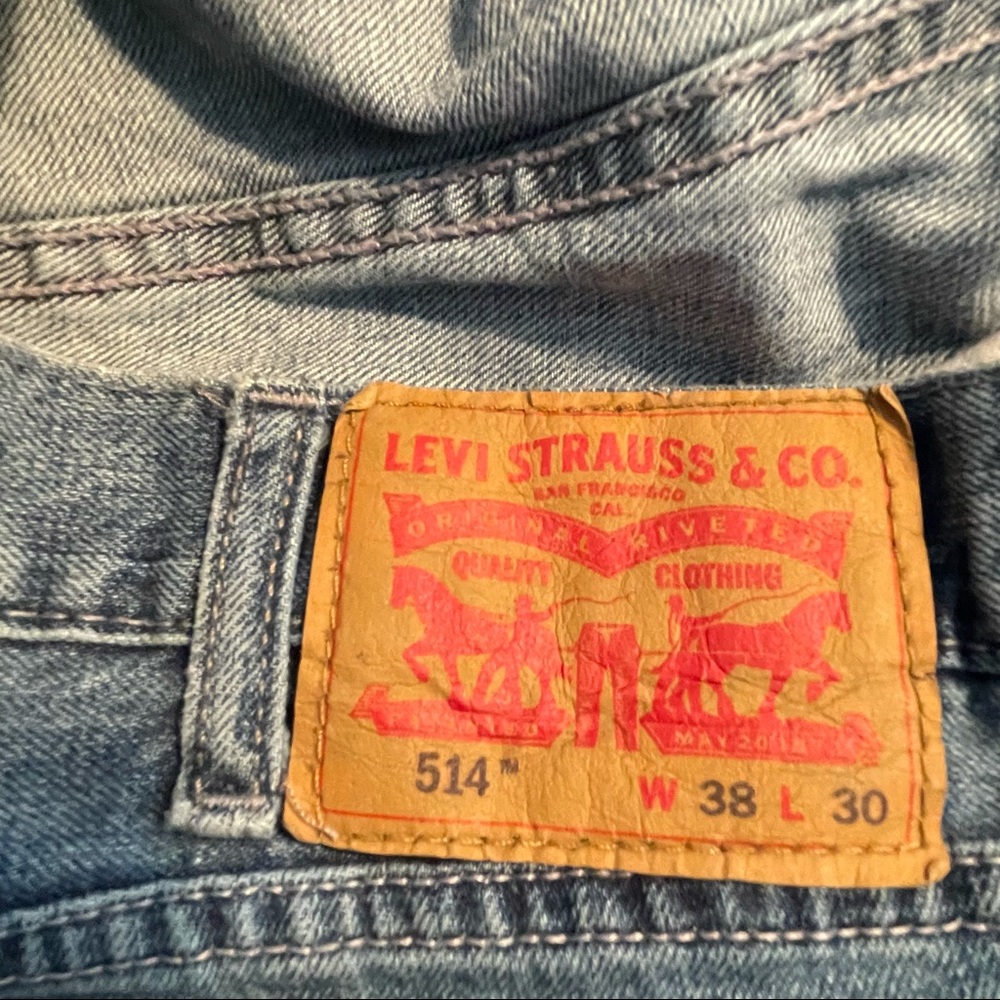 LEVIS 514 STRAIGHT FIT MEDIUM BLUE JEANS 38x30 - Picture 2 of 5